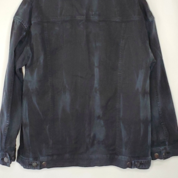 Free People Oversized Jean Jacket Size M Black Wash Faded Denim Grunge Western - Picture 6 of 13